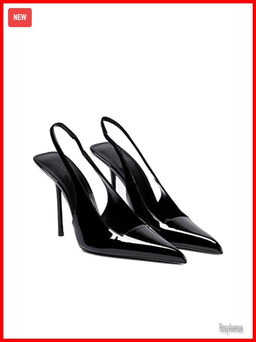 Women's Pointed Toe Stiletto Heels Slingback Patent Leather Pumps